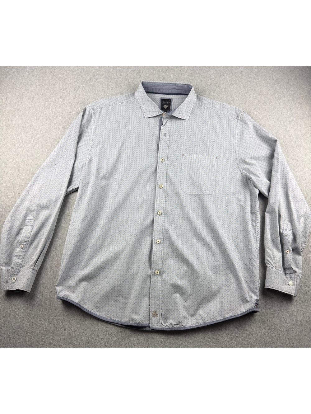 Thaddeus Men's XXL Button Down Shirt Blue Geometric Print 100% Cotton